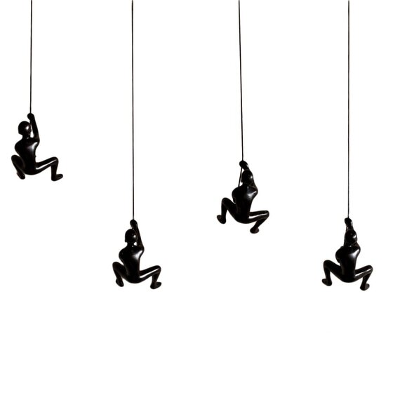 Climbing Man Home Decor Classic Wall-Art Sculpture | 4-Piece | Black - Picture 2 of 5